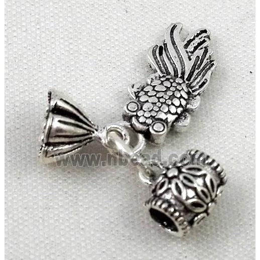 Thailand Sterling Silver bead, antique silve