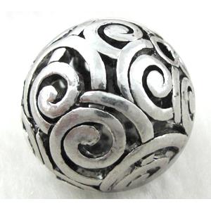 Hollow Tibetan Silver beads ball, lead free and nickel free