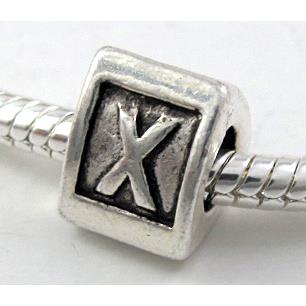 alphabet, X-letter, Tibetan Silver Spacer Non-Nickel