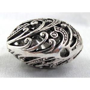 Hollow Tibetan Silver Bead, lead free and nickel free