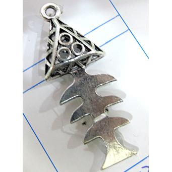 Hollow Tibetan Silver zinc fish pendant, lead free and nickel free