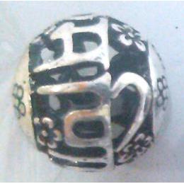 Tibetan Silver Beads, hollow, lead free and nickel free