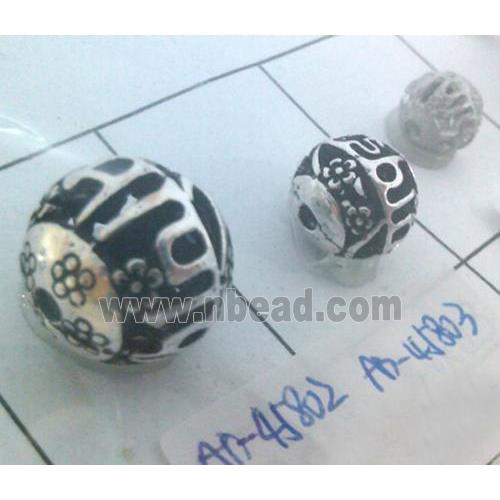 Tibetan Silver Beads, hollow, lead free and nickel free