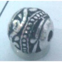 Round tibetan silver bead, lead free and nickel free