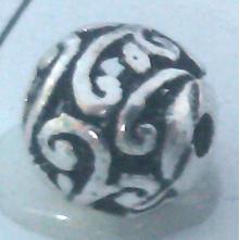 Round tibetan silver bead, lead free and nickel free