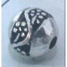 Round tibetan silver bead, lead free and nickel free