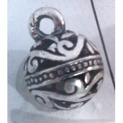 Round tibetan silver pendant, lead free and nickel free