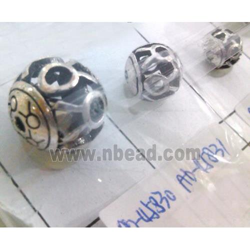 Tibetan Silver Beads, hollow, lead free and nickel free