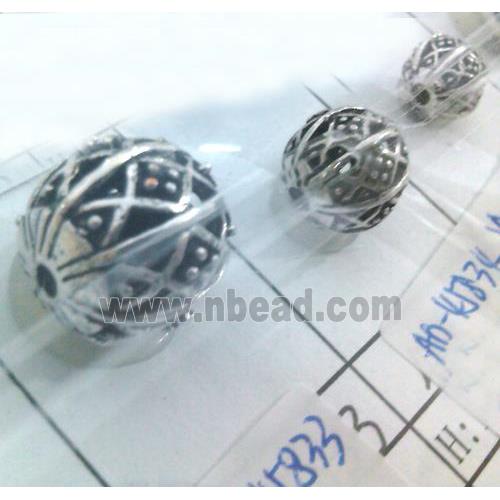 Tibetan Silver Hollow Beads, lead free and nickel free