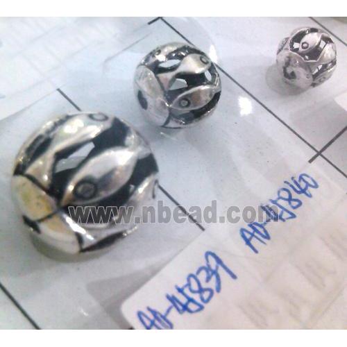 Tibetan Silver Beads, hollow, lead free and nickel free