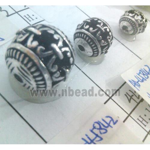 Tibetan Silver Beads, hollow, lead free and nickel free