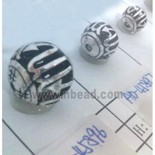 round tibetan silver beads, hollow, lead free and nickel free