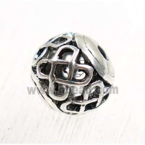 round tibetan silver beads, hollow, lead free and nickel free