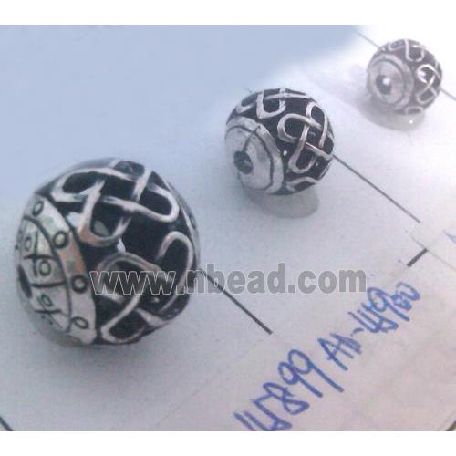 round tibetan silver beads, hollow, lead free and nickel free