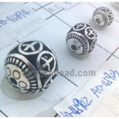 round tibetan silver beads, hollow, lead free and nickel free