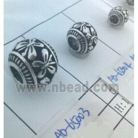 Tibetan Silver Beads, hollow, lead free and nickel free