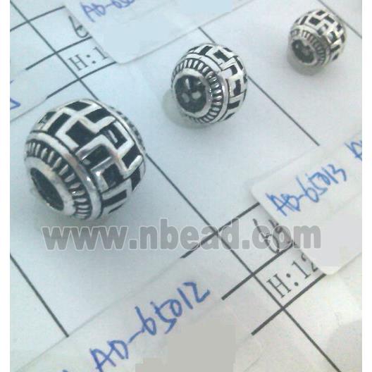 Tibetan Silver Beads, hollow, lead free and nickel free