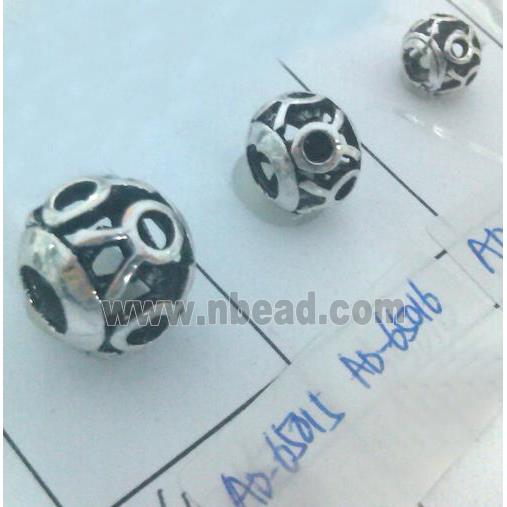 Tibetan Silver Beads, hollow, lead free and nickel free