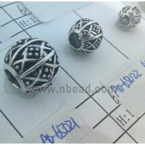 Tibetan Silver Beads, hollow, lead free and nickel free