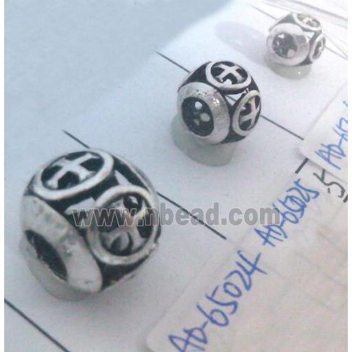 Tibetan Silver Beads, hollow, lead free and nickel free