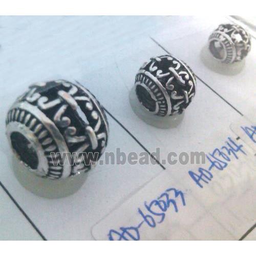 Tibetan Silver Beads, hollow, lead free and nickel free