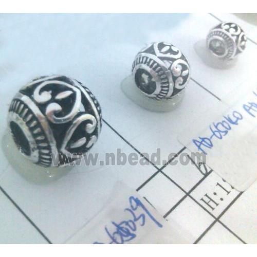 round tibetan silver hollow beads, lead free and nickel free