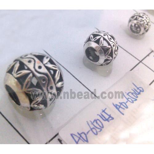 round tibetan silver hollow beads, lead free and nickel free