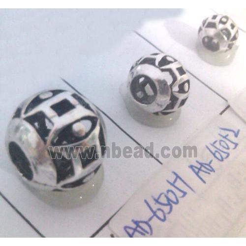 round tibetan silver hollow beads, lead free and nickel free