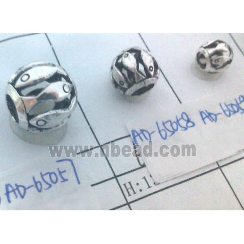 round tibetan silver hollow beads, lead free and nickel free