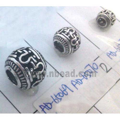 round tibetan silver hollow beads, lead free and nickel free