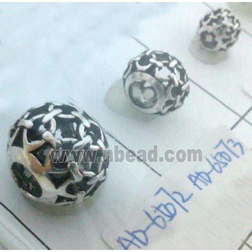 round tibetan silver hollow beads, lead free and nickel free