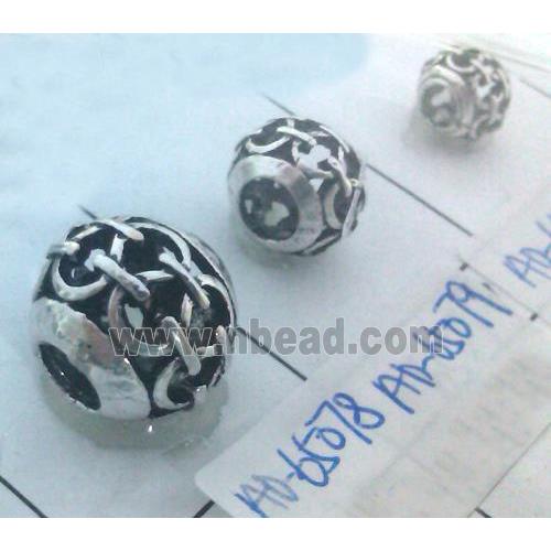 round tibetan silver hollow beads, lead free and nickel free