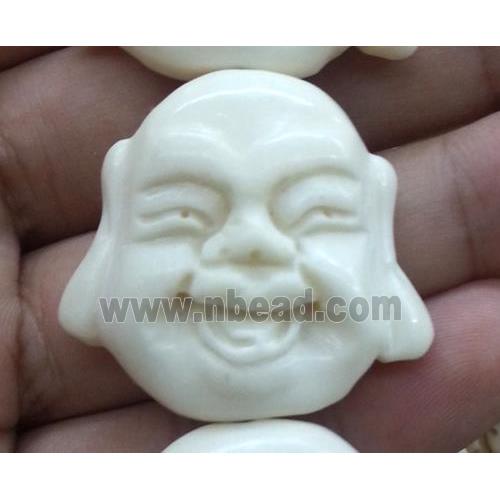 white cattle bone beads, buddha