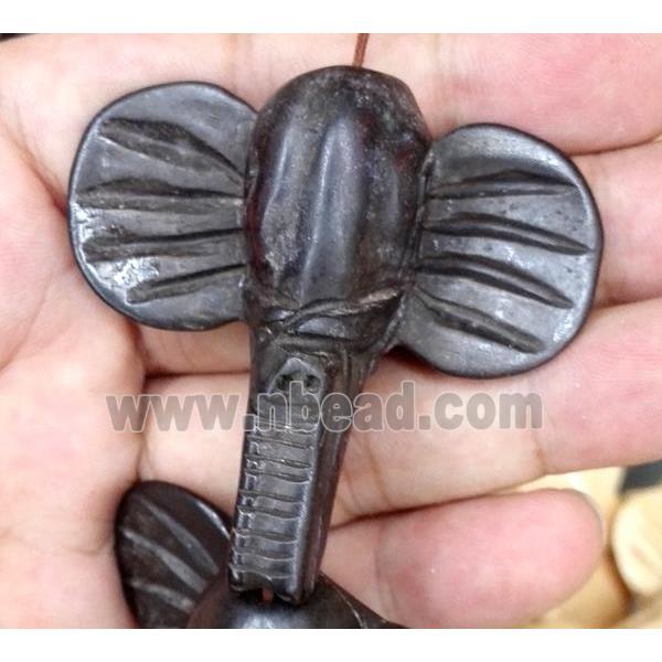 antique cattle bone beads, elephant, black