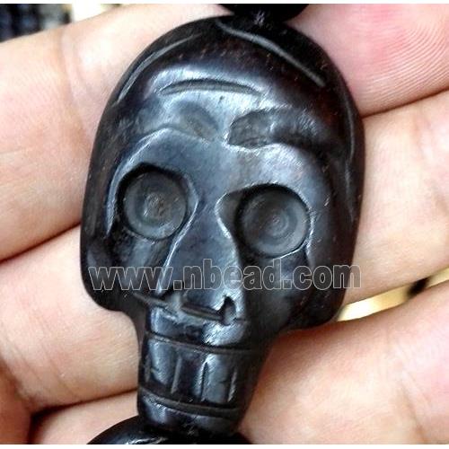 black antique cattle bone beads, skull