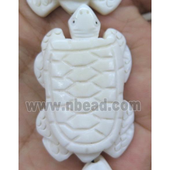 white antique cattle bone beads, tortoise