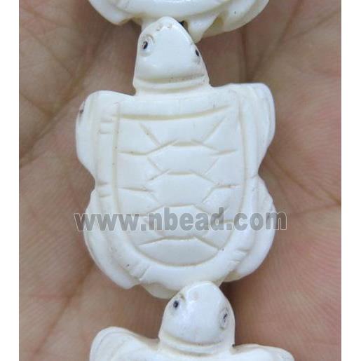 antique cattle bone bead, tortoise, white