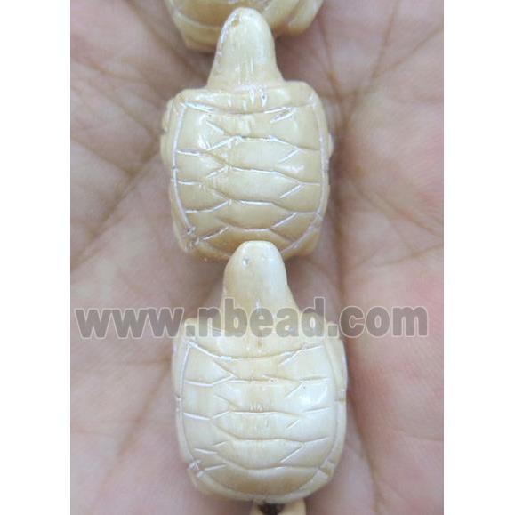 antique cattle bone bead, tortoise, yellow