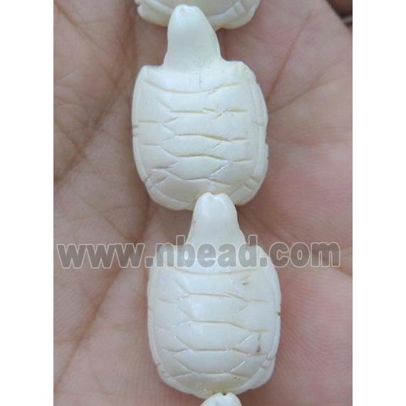 antique cattle bone bead, tortoise, white