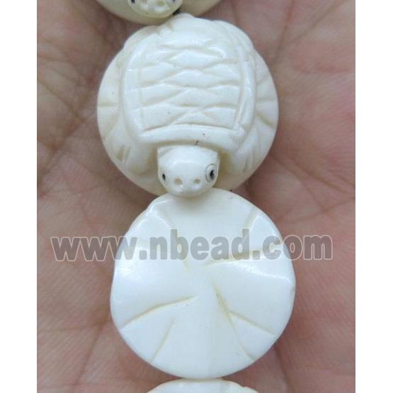 antique cattle bone bead, tortoise