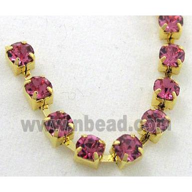 hotpink rhinestone chain, gold