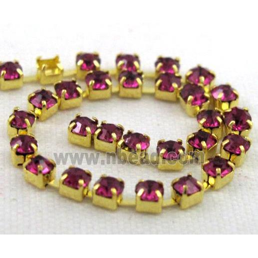 deep purple rhinestone chain, gold