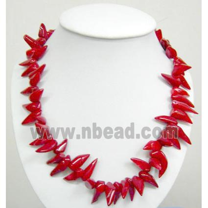 pimiento coral beads, dyed, red