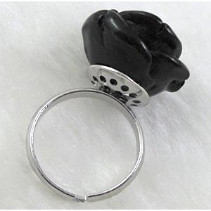 Compositive coral rose, Finger ring, black