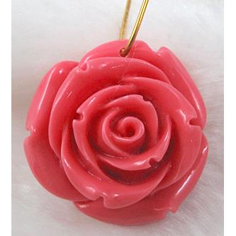 Compositive coral Flower, Pendant, hot pink