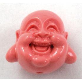 Compositive coral bead, smile buddha, pink