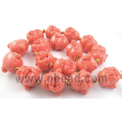 Compositive coral bead, smile buddha