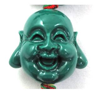 Compositive coral bead, smile buddha, green