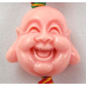 Compositive coral bead, smile buddha, pink