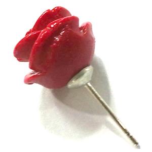 Compositive coral rose bead, black, half hole